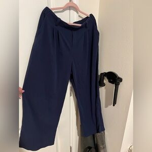 Halara High Waisted Plicated Side Pocket Wide Leg Waffle Work Pants in Dark Blue